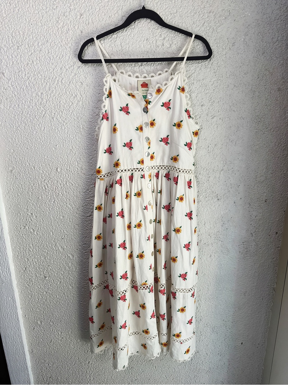 FARM Rio White Midi Dress with Pink & Yellow Floral Print